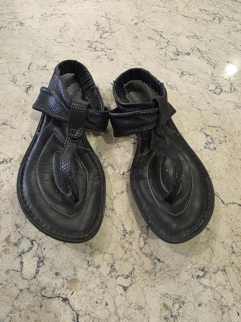 Born Black Leather Thong Sandals